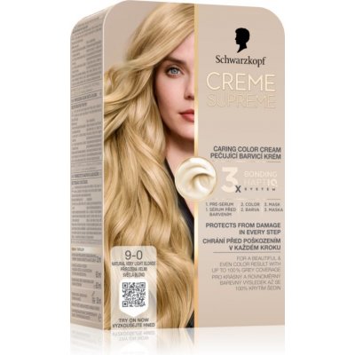 Schwarzkopf Creme Supreme 9-0 Přirozená velmi světlá blond – Zbozi.Blesk.cz