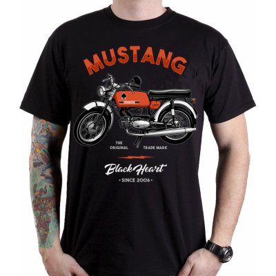 Black Heart Mustang pánské tričko černá – Zboží Mobilmania