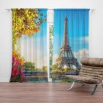 Sablio Závěs Paříž Eifellova věž Flowers: 2ks 140x250cm – Hledejceny.cz