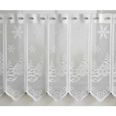 Forbyt žakárová vitrážová záclona ZIMNÍ CHALOUPKY 977, s bordurou, bílá, výška 60cm (v metráži) – Hledejceny.cz