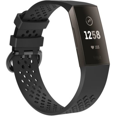 Mobilly řemínek pro Fitbit Charge 3/4, velikost L, silikonový, černý 79 DSC3-03-00F – Zbozi.Blesk.cz