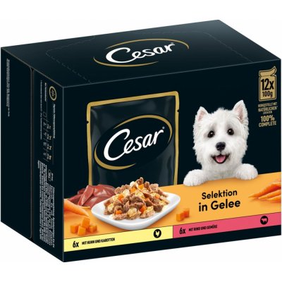 Cesar Adult Selektion kuřecí hovězí zelenina v želé 12 x 100 g – Zboží Mobilmania