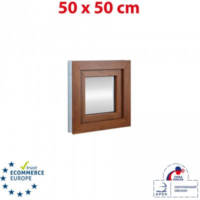 Okna Hned Plastové okno 50x50 cm zlatá dub/bílá sklopné – HobbyKompas.cz
