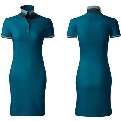 Levné dámské šaty s límcem nahoru petrol blue – Zboží Mobilmania