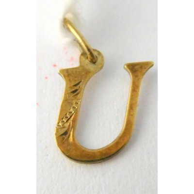 Klenoty Budín Zlatý přívěsek zlaté gravírované písmenko U s jedním zirkonem F998