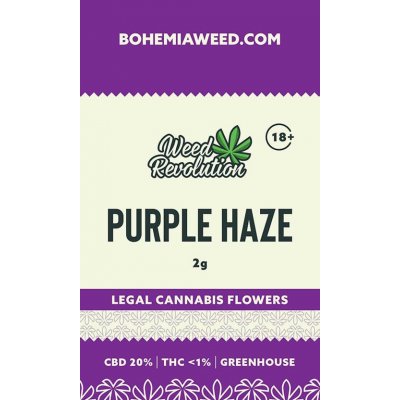 Weed Revolution Purple Haze Greenhouse CBD 20% THC 1% 2 g