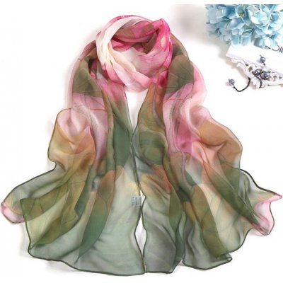 B-Top dámský elegantní šátek růžová/ zelená – Zboží Mobilmania