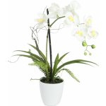 Umělá květina Bílá orchidej s květináčem, 62 cm – Zboží Mobilmania