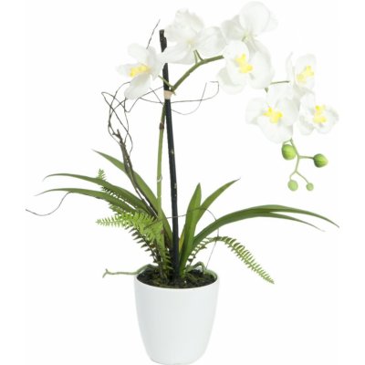 Umělá květina Bílá orchidej s květináčem, 62 cm