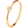 Prsteny Šperky Eshop Prsten ve žlutém zlatě čtvereček vykládaný kulatými zirkony čiré barvy S3GG135.46