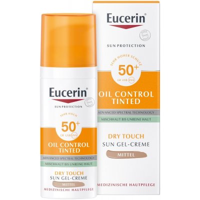 Eucerin Oil Control ochranný krémový gel na opalování na obličej SPF50+ středně tmavý 50 ml – Hledejceny.cz