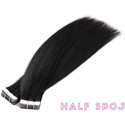 Vlasové PU pásky HALF poloviční tape in na prodlužování vlasů 40cm 01 černá jako uhel – Zboží Mobilmania