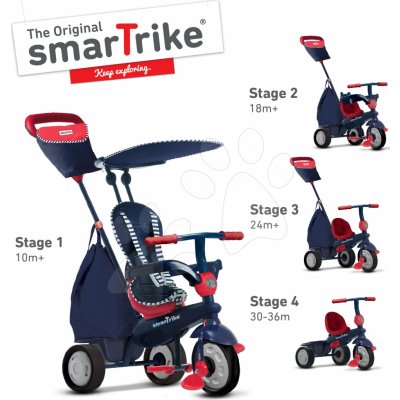 Smart Trike 6402502 SHINE 4v1 TouchSteering modrá červená s tlmičom a 2 taškami modro červená – Zboží Mobilmania