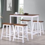 Barový stůl a stoličky sada 5 kusů z masivního dřeva 275232 – Zbozi.Blesk.cz