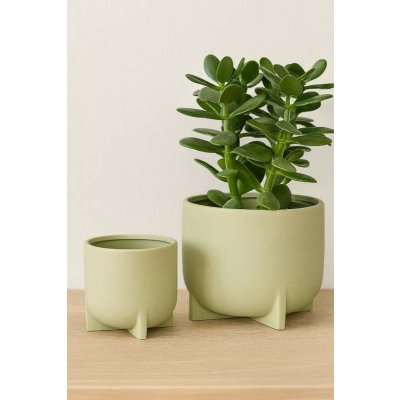Hübsch – obaly na květináče na nožičkách, zelené, sada 2 ks, Ø 15 x v 14 cm – Hledejceny.cz