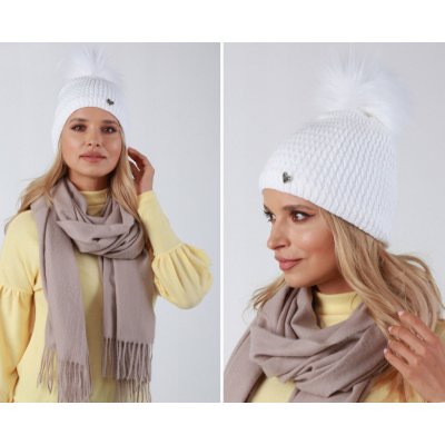 Fashionweek dámská zimní čepice s bambulí ZIZI33/V7 bílá – Zboží Mobilmania