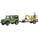 Bruder 2593 Land Defender s přívěsem a JCB mikrobagrem – Zboží Mobilmania