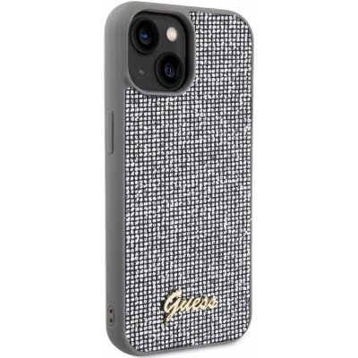 Guess PU Square Mirror Script Logo Apple iPhone 15 stříbrné – Zbozi.Blesk.cz