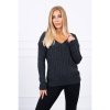Dámský svetr a pulovr dámský svetr s výstřihem 2019-33 grafitový
