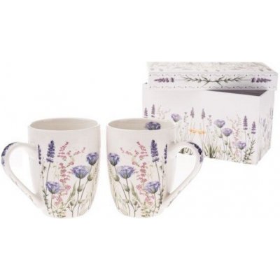 decoDoma Sada porcelánových hrnků LEVANDULOVÁ ZAHRADA v dárkové krabičče 2 x 350 ml – Sleviste.cz
