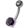 Piercing Šperky4U stříbrný piercing do pupíku kulatý zirkon BP01146-A