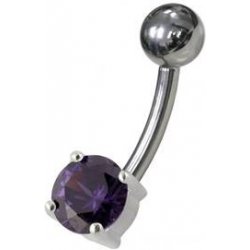 Šperky4U stříbrný piercing do pupíku kulatý zirkon BP01146-A