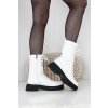 Dámské kotníkové boty Cathay moda nízké kozačky na šněrování 0305-2WH bílé