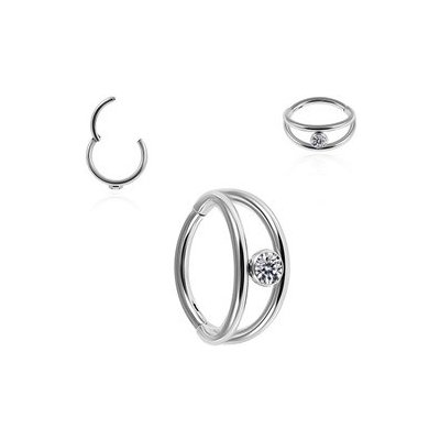 Piercingate kruh segment s kamínkem PKR00146 černá – Zboží Dáma