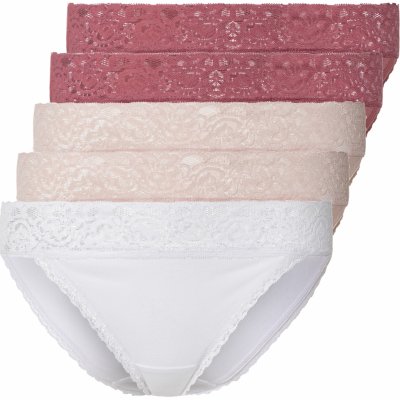 esmara Dámské krajkové kalhotky, 5 kusů (L (44/46), červená/růžová/bílá)