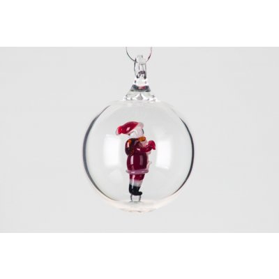 DT GLASS Vánoční ozdoba koule malá s figurkou 1 kus v bílé krabičce děda Mráz – Hledejceny.cz