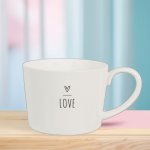 Clayre & Eef Bílý hrnek se srdíčkem s nápisem Love Lovely Day 12*8*7 cm 275 ml – Zboží Dáma