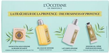 L\'Occitane Verveine (Verbena) The Freshness Of Provence : sprchový gel Verbena Shower Gel 70 ml + tělové mléko Verbena Body Lotion 70 ml + krém na ruce Verbena Cooling Hand Cream Gel