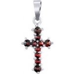 SILVEGO Stříbrný přívěsek Ofelie kříž s přírodními granáty SILVEGOB180038P – Zboží Dáma