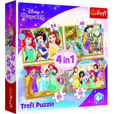 TREFL Disney princezny: Šťastný den 4v1 35,48,54,70 dílků