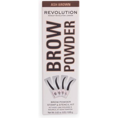 Makeup Revolution London Brow Powder Stamp & Stencil pudr na obočí se šablonami Dark Brown 0,65 g – Zboží Dáma