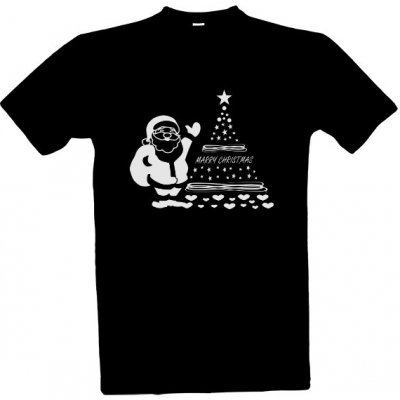 tričko s potiskem Ježíšek a stromeček pánské černá