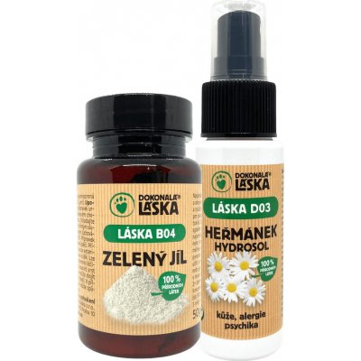 Dokonalá láska Srst a kůže Zelený jíl 50 g & Heřmánek hydrosol 50 ml – Hledejceny.cz