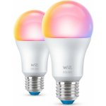 WiZ SET 2x LED žárovka E27 A60 8W 60W 806lm 2200-6500K RGB IP20, stmívatelná – Hledejceny.cz