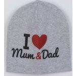 New Baby čepička I Love Mum and Dad šedá – Zboží Dáma