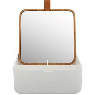 Spirella zrcadlo se šperkovnicí ALAIS bílý plast bambus – Zboží Mobilmania