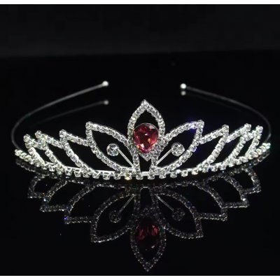 B-Top slavnostní korunka do vlasů Crystal stříbrná červená – Zboží Dáma