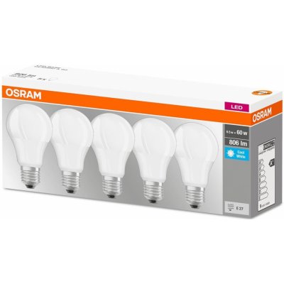 Osram 5PAK LED žárovka LED E27 A60 8,5W = 60W 806lm 4000K Neutrální bílá 300° Base – Zboží Mobilmania