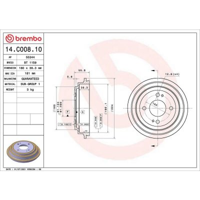 Brzdový buben BREMBO 14.C008.10 | Zboží Auto