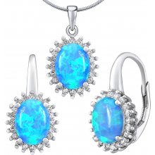 SILVEGO stříbrný opálový set šperků Oriana náušnice a přívěsek LPSPS1368B