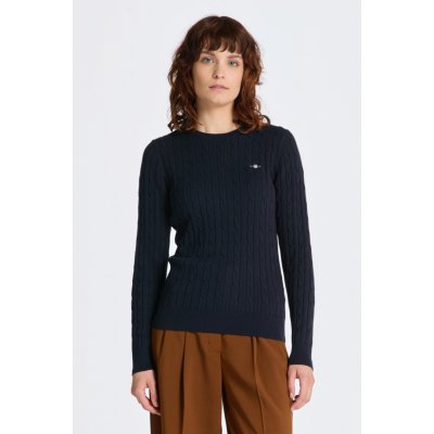 Gant svetr STRETCH COTTON CABLE C-NECK modrá – Zboží Mobilmania