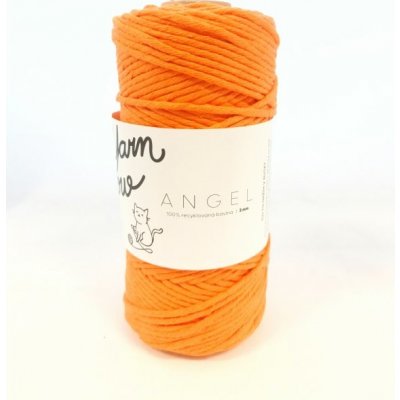 YarnMellow Macramé šňůry Angel 5mm Oranžová (Rozčesávací příze macramé YarnMellow Angel 5mm Oranžová. Je ze 100% recyklované bavlny a najdete ji u nás v mnoha odstínech.)