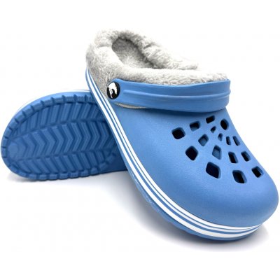 TexBase dámské clogsy s kožíškem modrá / šedá – Sleviste.cz