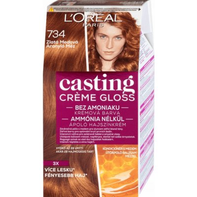 L’Oréal Casting Crème Gloss barva na vlasy 734 zlatá medová – Sleviste.cz