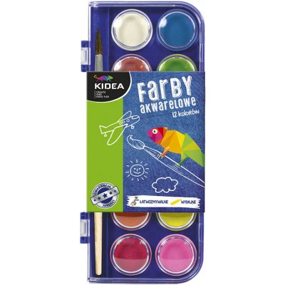 Kidea vodové barvy 12 barev se štětcem – Zboží Dáma