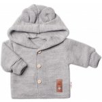 Baby Nellys dětský elegantní pletený svetřík s knoflíčky a kapucí s oušky šedý – Zboží Dáma